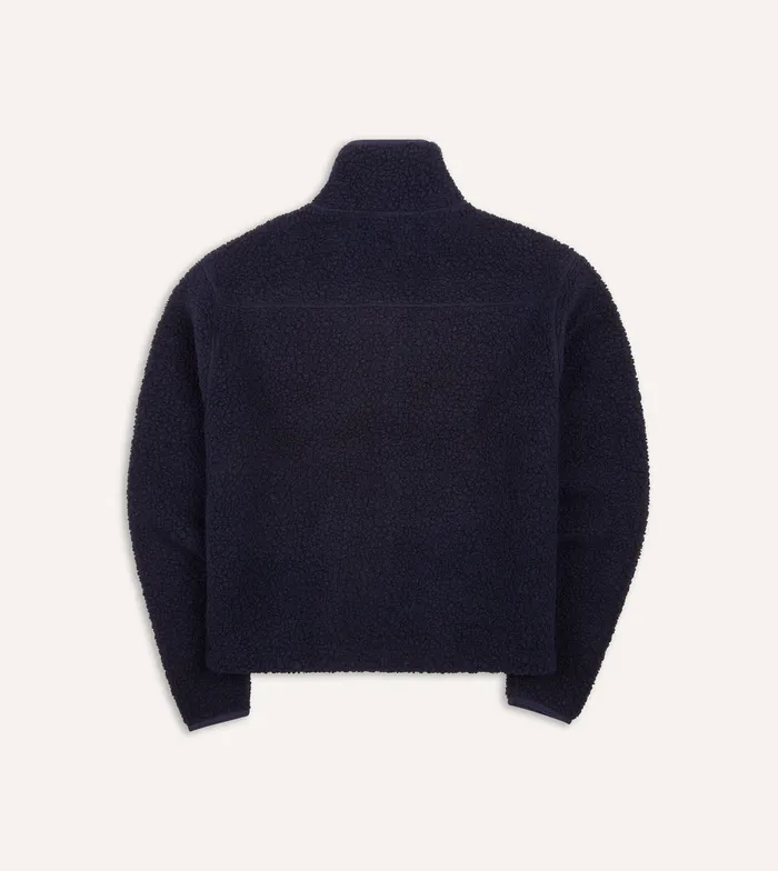 Drake039s Navy Boucle Wool Zip Fleece Jacket Men Fleeces
