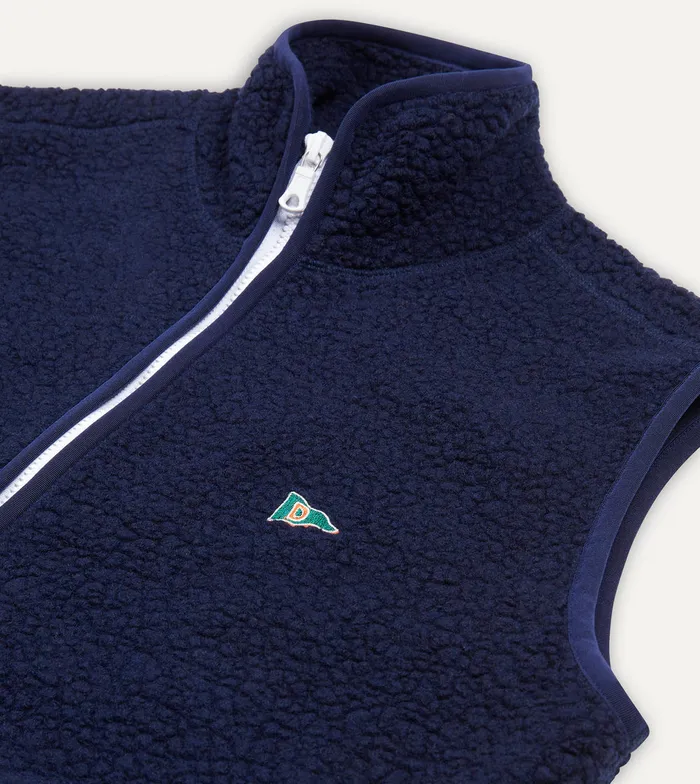 Drake039s Navy Boucle Wool Zip Fleece Vest Men Fleeces