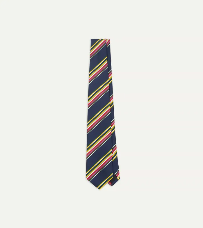 Drake039s Navy Multi Stripe Silk Tipped Tie Men Striped Ties