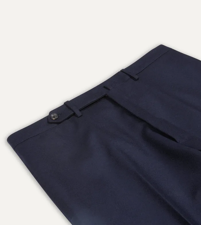 Drake039s Navy Wool Flannel Flat Front Trousers Men Trousers