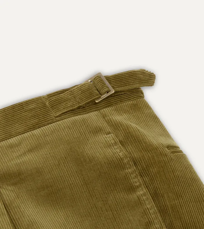 Drake039s Olive MidWale Corduroy Single Pleat Trouser Men Trousers