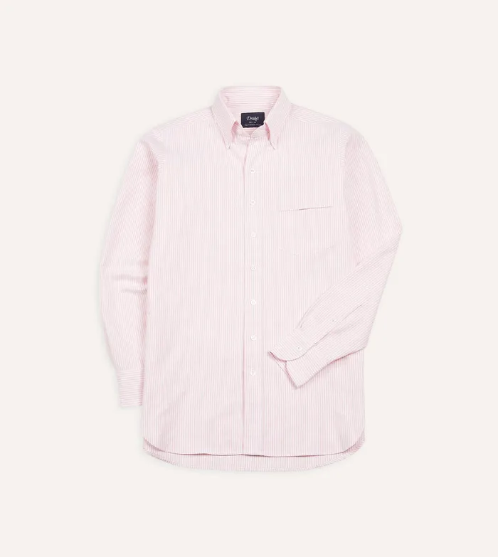 Drake039s Pale Pink Ticking Stripe Cotton Oxford Cloth ButtonDown Shirt Men Formal Shirts Drake039s Pale Pink Ticking Stripe Cotton Oxford Cloth ButtonDown Shirt Men Formal Shirts