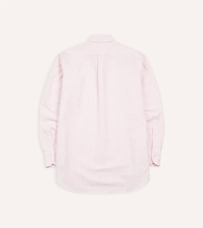 Drake039s Pale Pink Ticking Stripe Cotton Oxford Cloth ButtonDown Shirt Men Formal Shirts