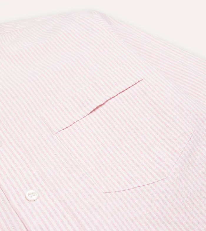 Drake039s Pale Pink Ticking Stripe Cotton Oxford Cloth ButtonDown Shirt Men Formal Shirts