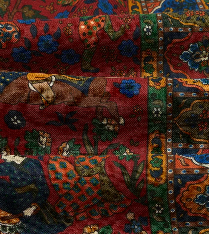 Drake039s Red Mughal Hunter Print WoolSilk Scarf Men Scarves