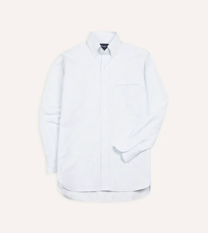 Drake039s Sky Ticking Stripe Cotton Oxford Cloth ButtonDown Shirt Men Formal Shirts Drake039s Sky Ticking Stripe Cotton Oxford Cloth ButtonDown Shirt Men Formal Shirts