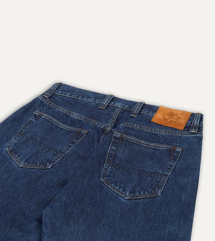 Drake039s Stone Wash 142oz Japanese Selvedge Denim FivePocket Jeans Men Trousers