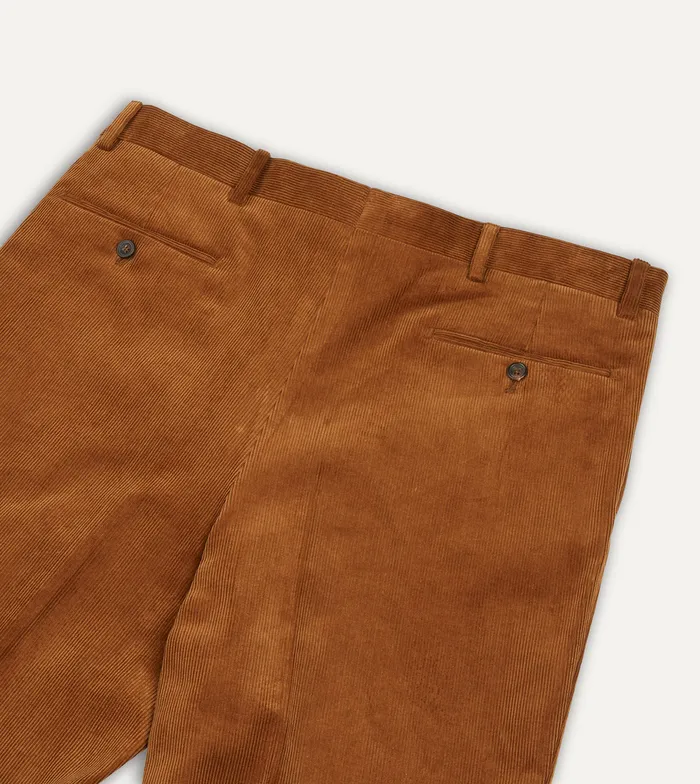 Drake039s Tan MidWale Corduroy Flat Front Trouser Men Trousers