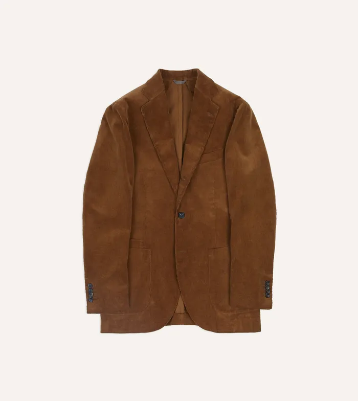 Drake039s Tan MidWale Cotton Corduroy Tailored Jacket Men Suits