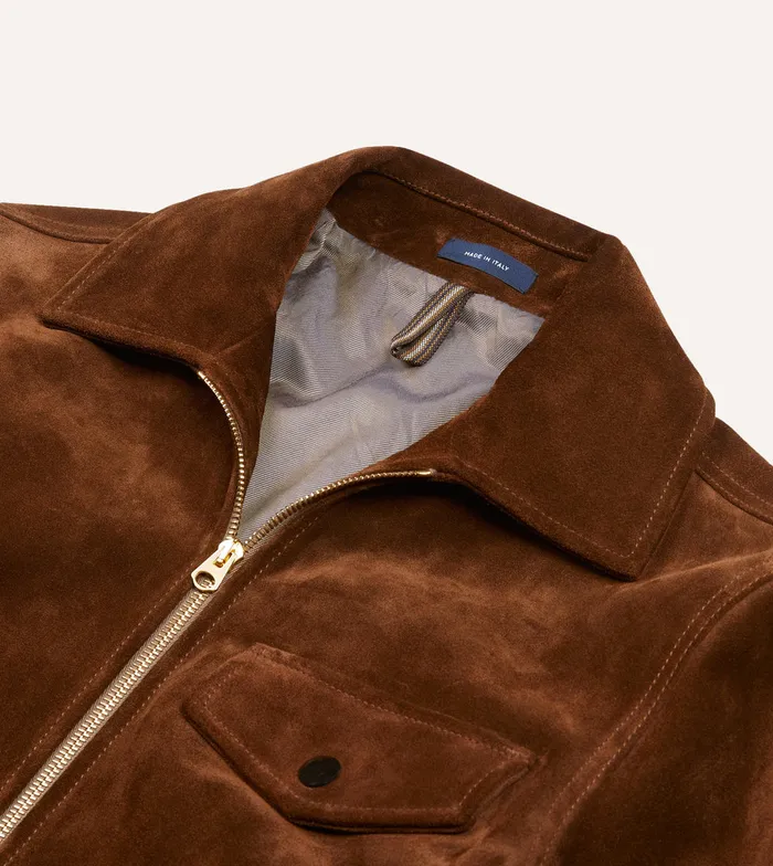 Drake039s Tobacco Heavyweight Suede A2 Bomber Jacket Men Coats and Jackets