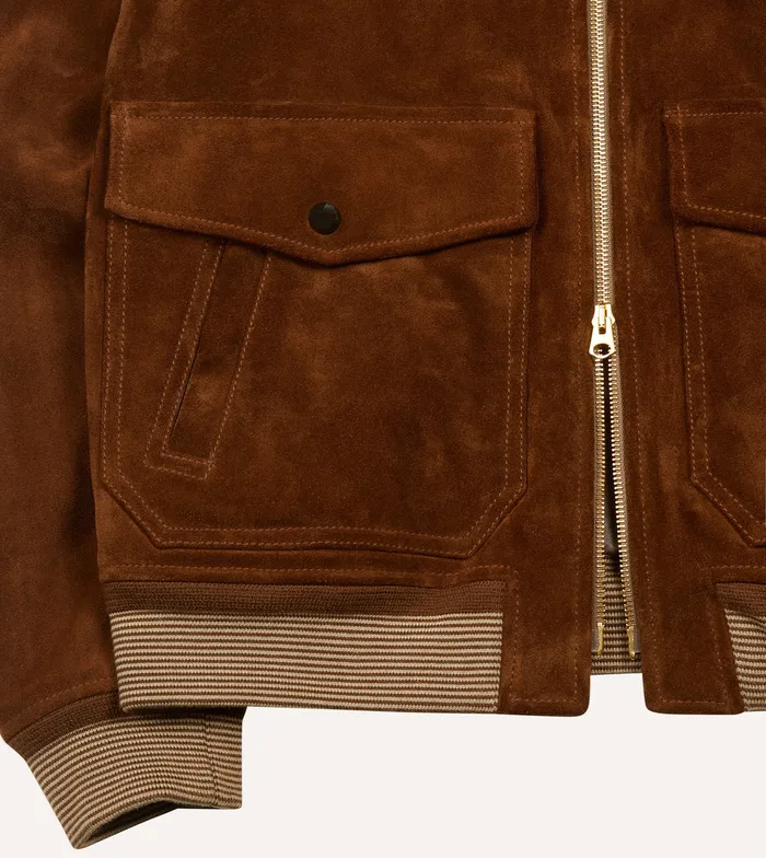 Drake039s Tobacco Heavyweight Suede A2 Bomber Jacket Men Coats and Jackets