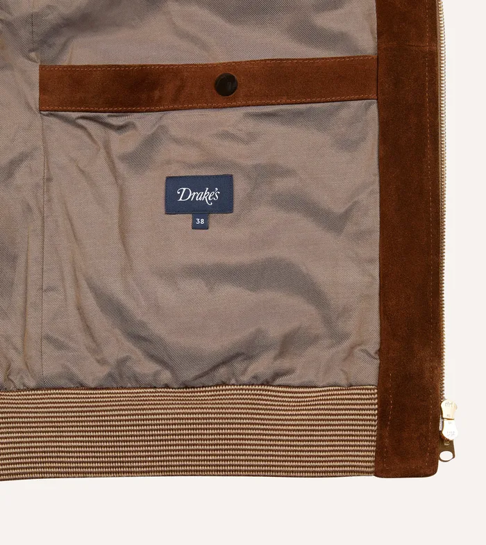 Drake039s Tobacco Heavyweight Suede A2 Bomber Jacket Men Coats and Jackets