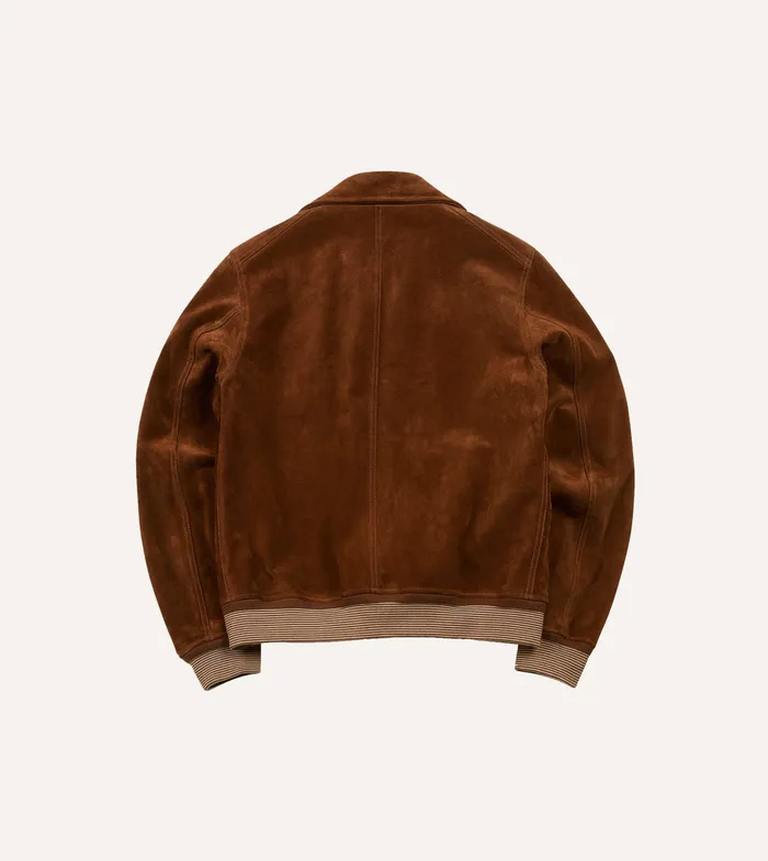 Drake039s Tobacco Heavyweight Suede A2 Bomber Jacket Men Coats and Jackets