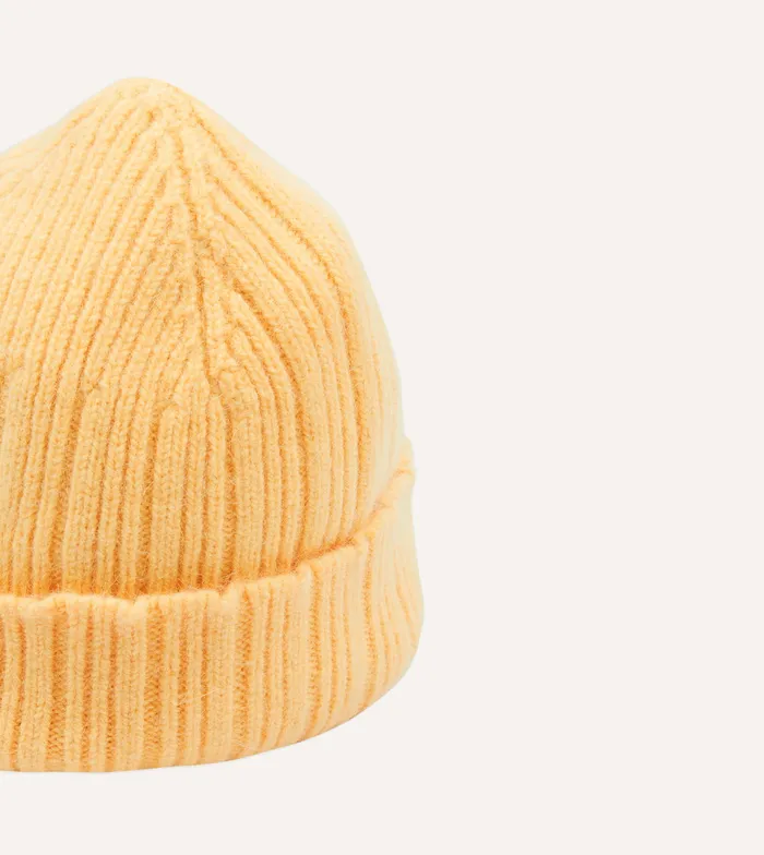 Drake039s Yellow Angora Lambswool Ribbed Knit Cap Men Hats