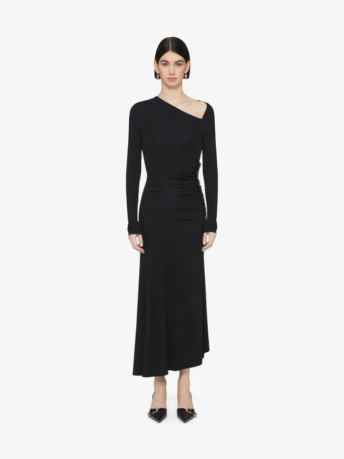 Draped Dress In Embroidered Jersey Black Women Givenchy Dresses