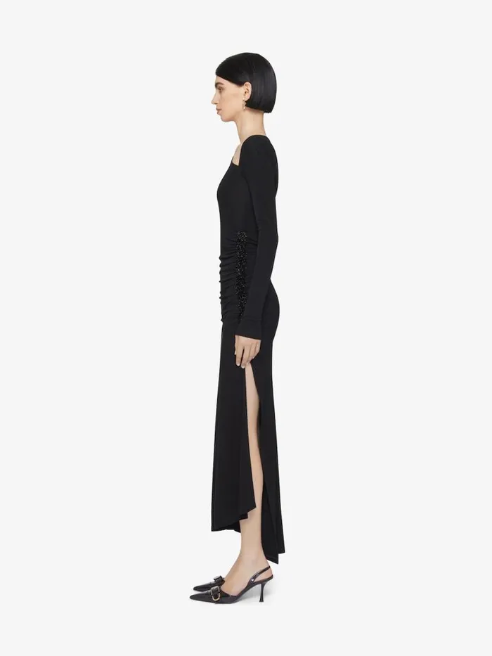 Draped Dress In Embroidered Jersey Black Women Givenchy Dresses
