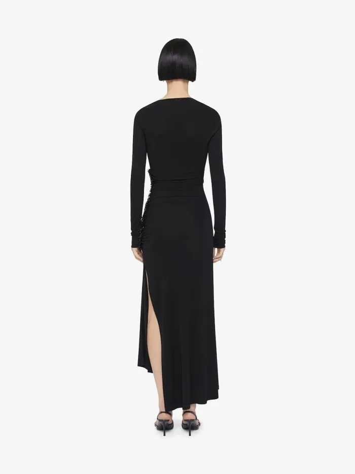 Draped Dress In Embroidered Jersey Black Women Givenchy Dresses