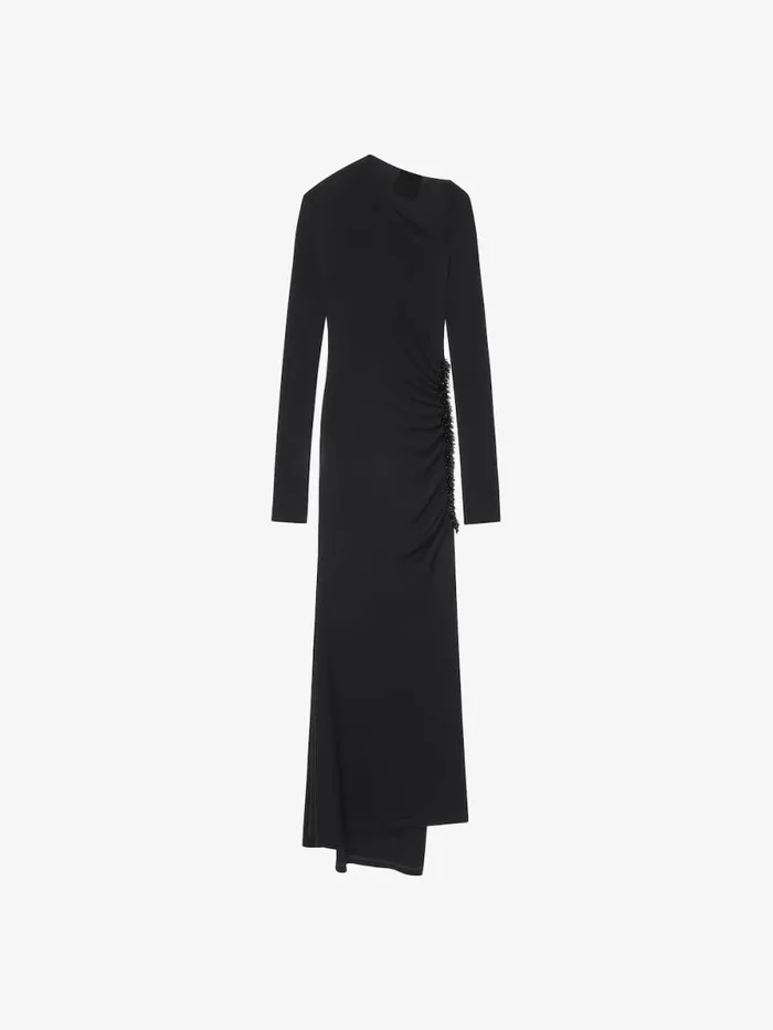 Draped Dress In Embroidered Jersey Black Women Givenchy Dresses