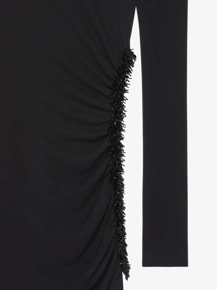 Draped Dress In Embroidered Jersey Black Women Givenchy Dresses