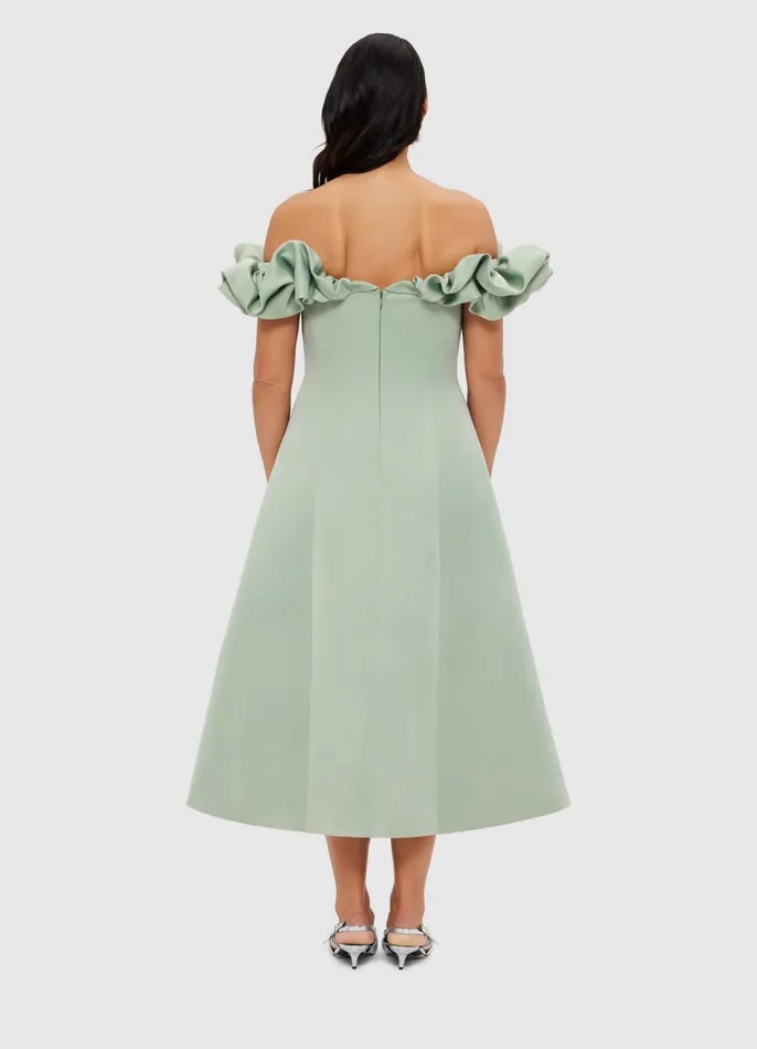 Dresses and Jumpsuits Women LEO LIN Annie Off Shoulder Frill Midi Dress 8211 Sage