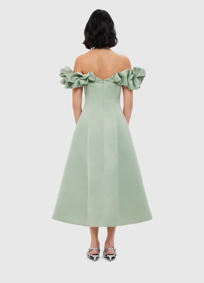 Dresses and Jumpsuits Women LEO LIN Annie Off Shoulder Frill Midi Dress 8211 Sage