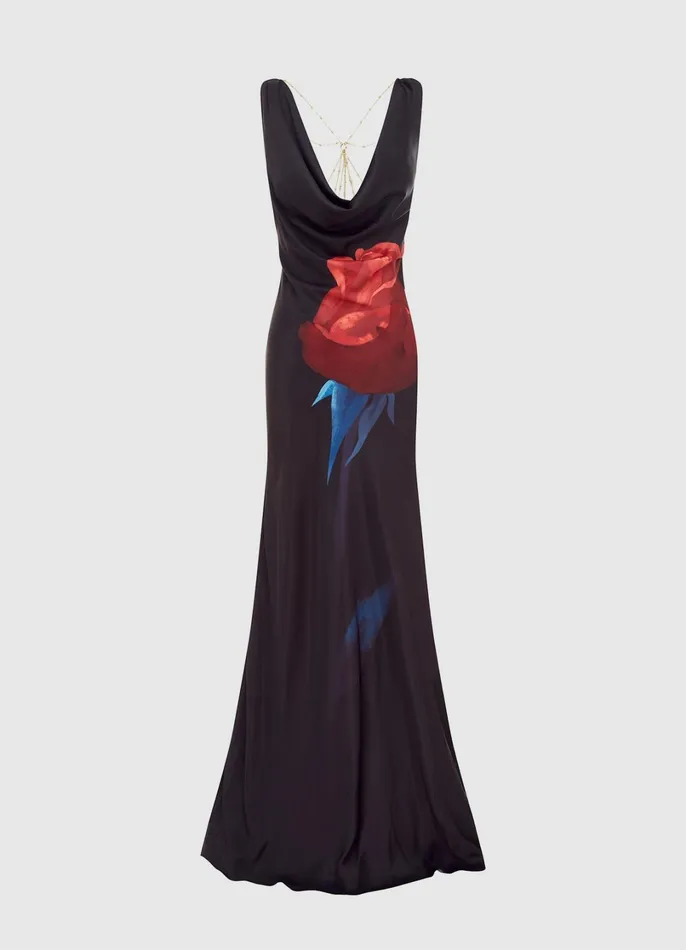 Dresses and Jumpsuits Women LEO LIN Ariana Open Back Gown 8211 Rose Print
