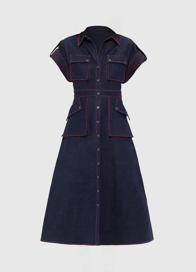 Dresses and Jumpsuits Women LEO LIN Audrey Pocket Shirt Denim Midi Dress 8211 Indigo Dresses and Jumpsuits Women LEO LIN Audrey Pocket Shirt Denim Midi Dress 8211 Indigo