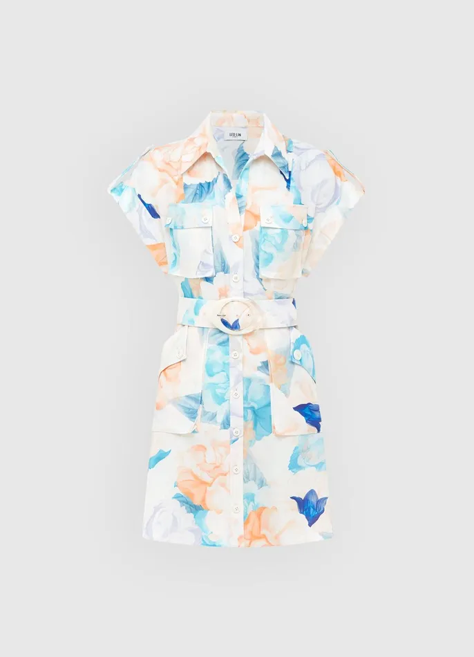 Dresses and Jumpsuits Women LEO LIN Frankie Pocket Shirt Mini Dress 8211 Rosebud Print In Cream Dresses and Jumpsuits Women LEO LIN Frankie Pocket Shirt Mini Dress 8211 Rosebud Print In Cream