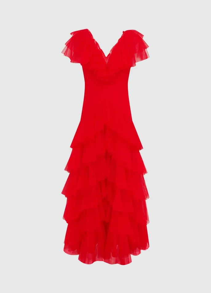 Dresses and Jumpsuits Women LEO LIN Rosa Ruffled Maxi Dress 8211 Red
