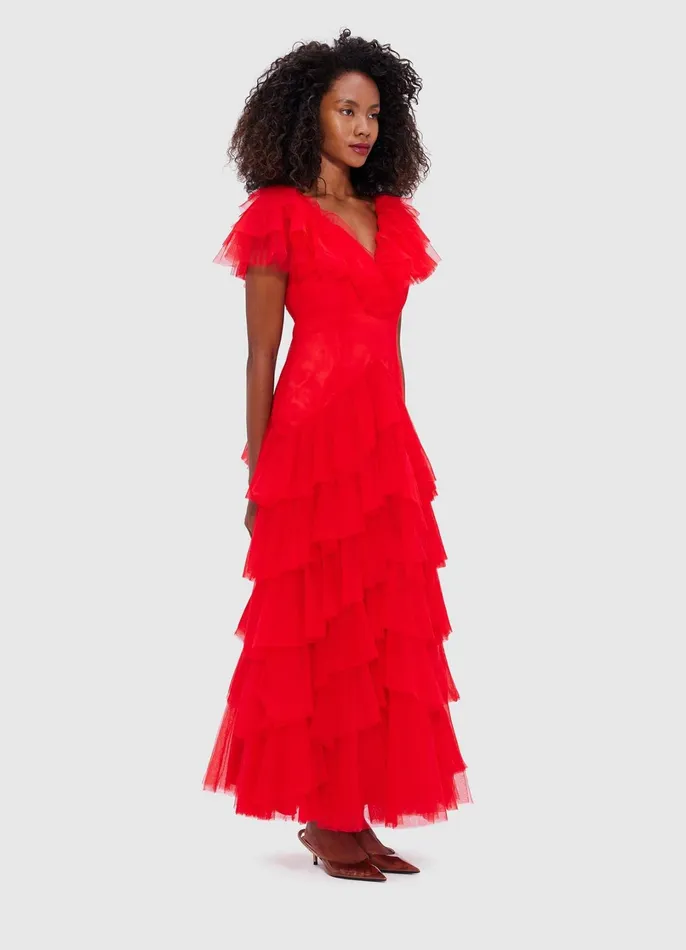Dresses and Jumpsuits Women LEO LIN Rosa Ruffled Maxi Dress 8211 Red