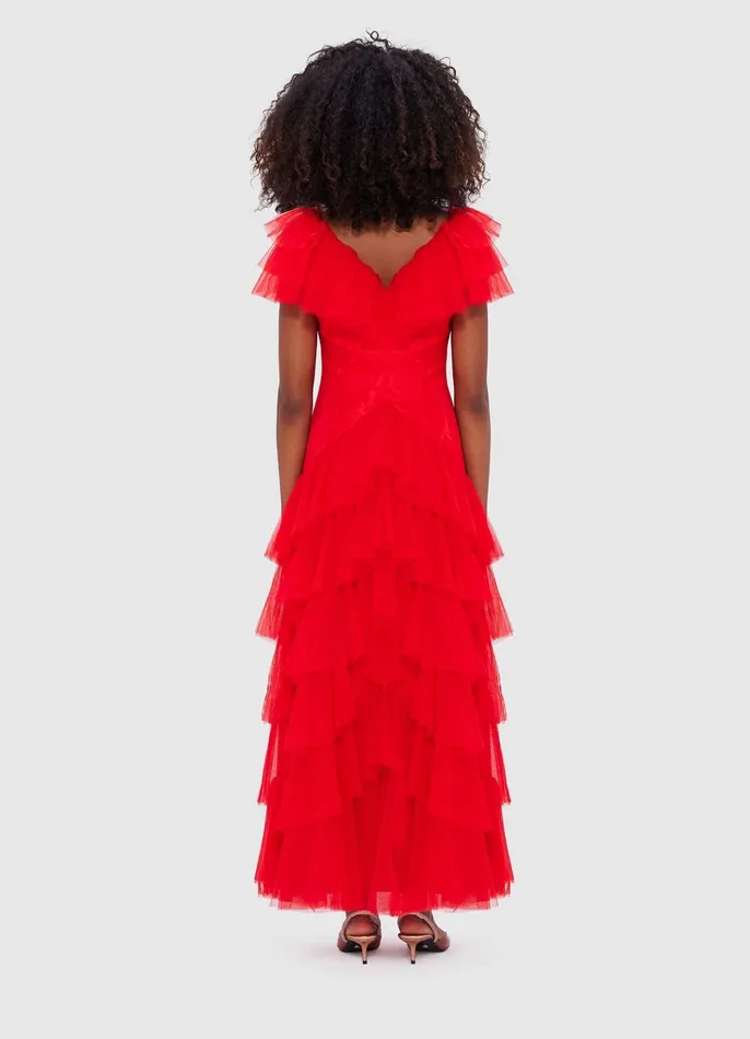 Dresses and Jumpsuits Women LEO LIN Rosa Ruffled Maxi Dress 8211 Red