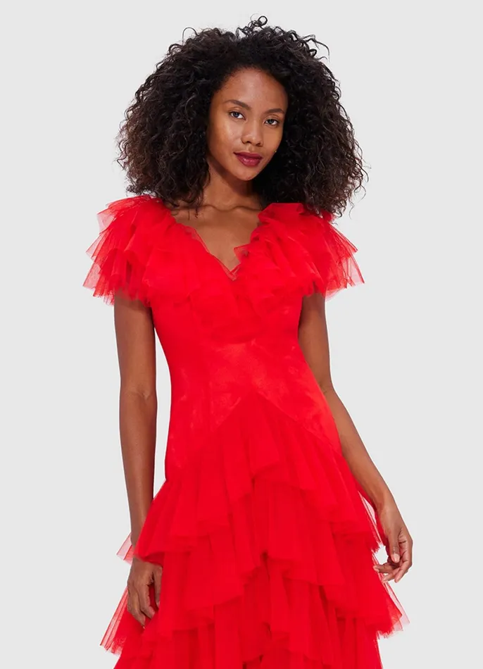 Dresses and Jumpsuits Women LEO LIN Rosa Ruffled Maxi Dress 8211 Red