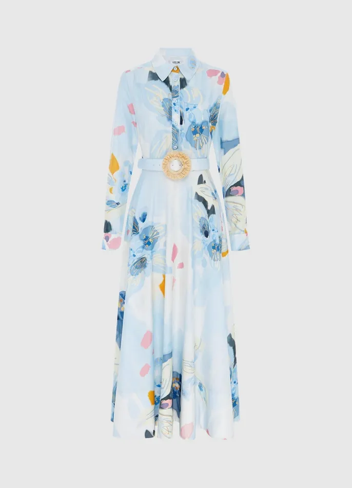 Dresses and Jumpsuits Women LEO LIN Zara Shirt Midi Dress 8211 Tranquility Print Dresses and Jumpsuits Women LEO LIN Zara Shirt Midi Dress 8211 Tranquility Print