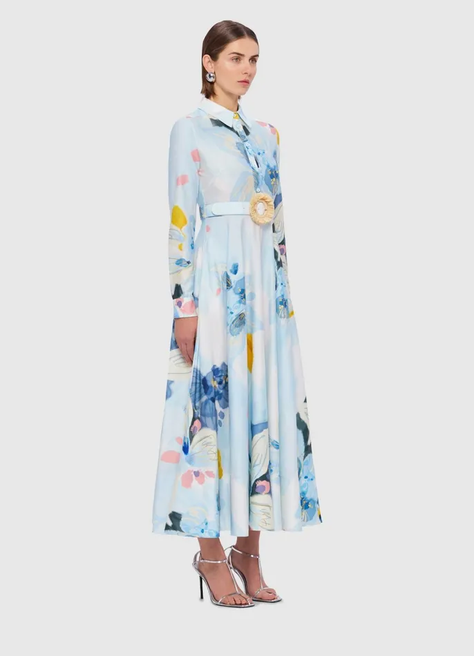 Dresses and Jumpsuits Women LEO LIN Zara Shirt Midi Dress 8211 Tranquility Print
