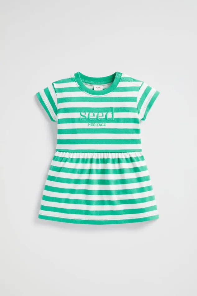 Dresses Baby Seed Heritage Core Logo Dress Jade Green Stripe