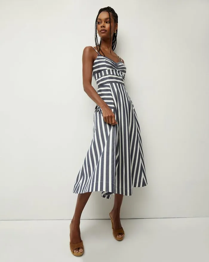 Dresses Shop Veronica Beard Blige Striped Dress Marineoffwhite