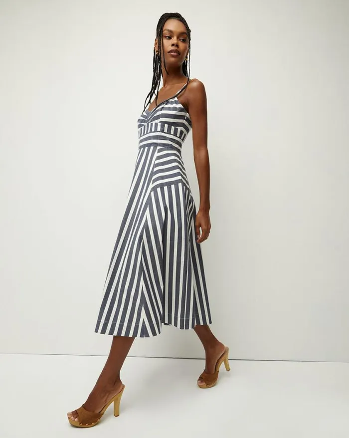 Dresses Shop Veronica Beard Blige Striped Dress Marineoffwhite