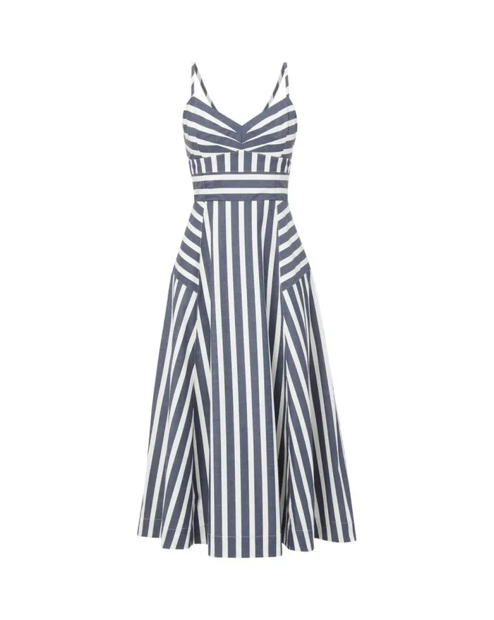 Dresses Shop Veronica Beard Blige Striped Dress Marineoffwhite
