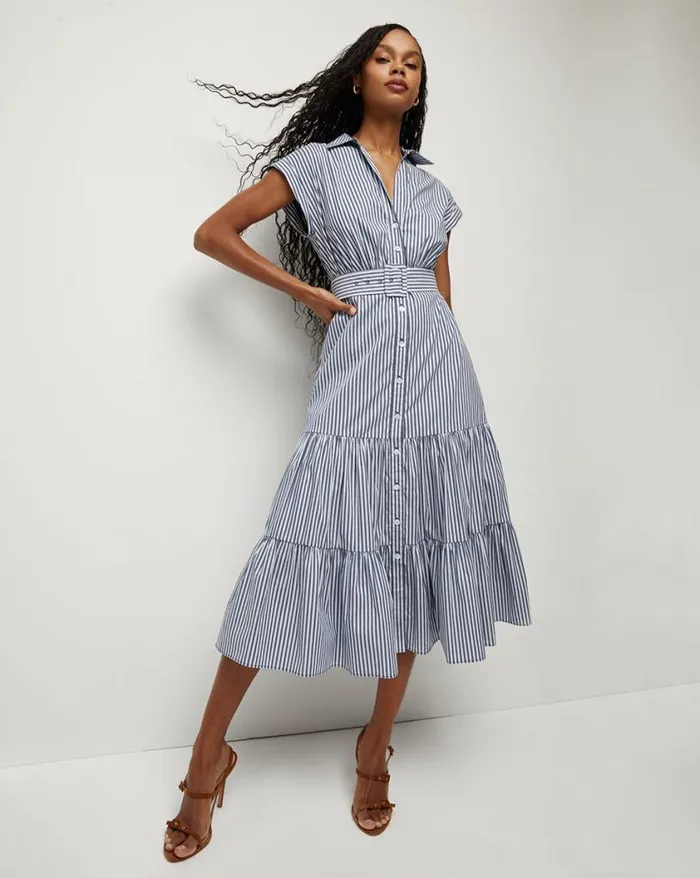 Dresses Shop Veronica Beard Vanessa Striped Dress Blue Multi