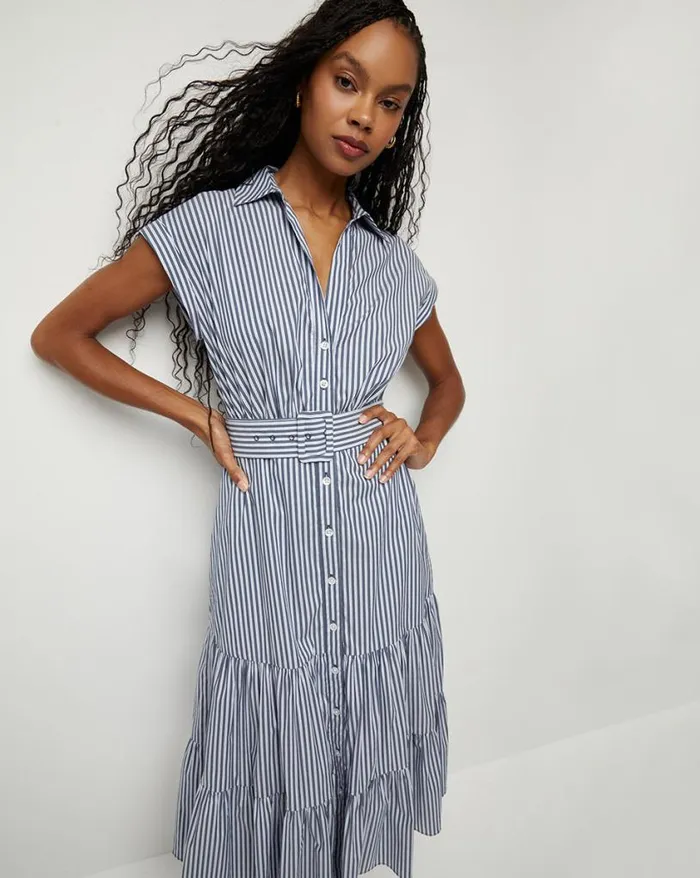 Dresses Shop Veronica Beard Vanessa Striped Dress Blue Multi