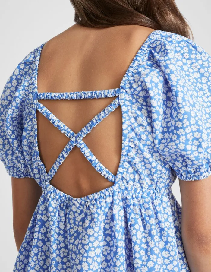 Dresses Teen Girl Seed Heritage Ditsy Dress Azure Blue