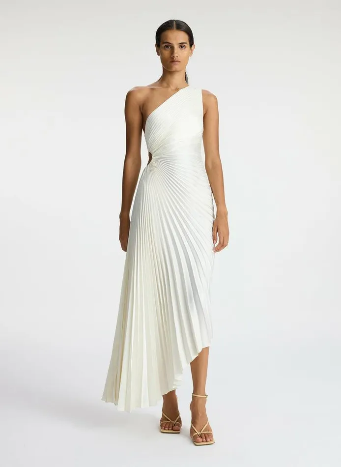 Dresses Women ALC Delfina Satin Pleated Dress Whisper White