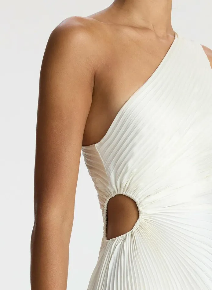 Dresses Women ALC Delfina Satin Pleated Dress Whisper White Dresses Women ALC Delfina Satin Pleated Dress Whisper White