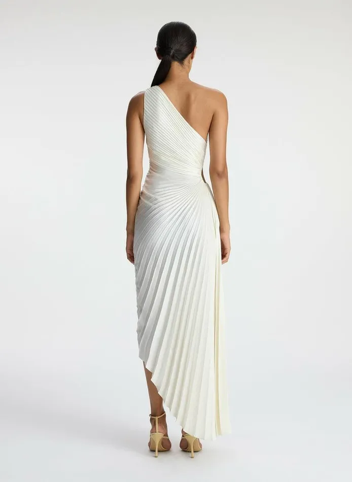 Dresses Women ALC Delfina Satin Pleated Dress Whisper White Dresses Women ALC Delfina Satin Pleated Dress Whisper White