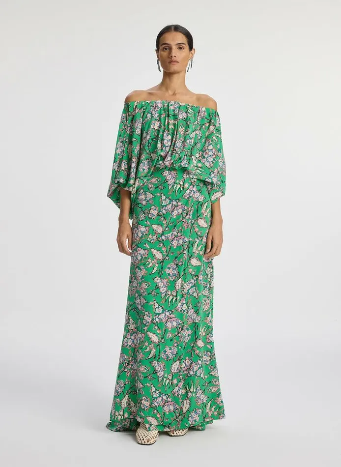 Dresses Women ALC Natalia Silk Off Shoulder Dress Bright Green Multi