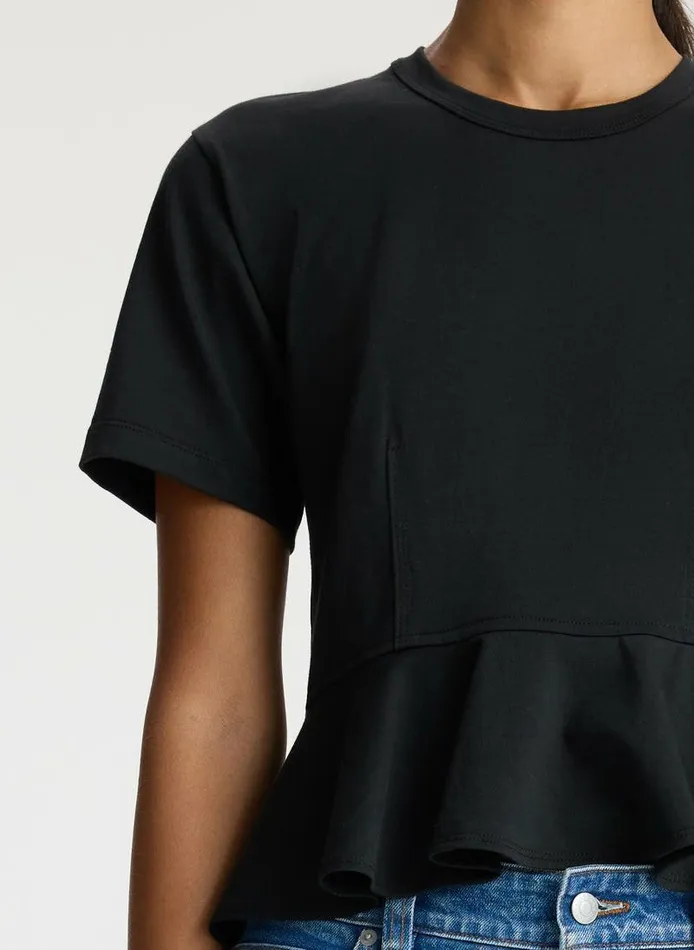 Dresses Women ALC Roxy Cotton Peplum Tee Black Dresses Women ALC Roxy Cotton Peplum Tee Black