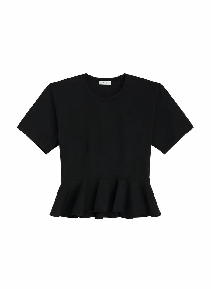 Dresses Women ALC Roxy Cotton Peplum Tee Black Dresses Women ALC Roxy Cotton Peplum Tee Black