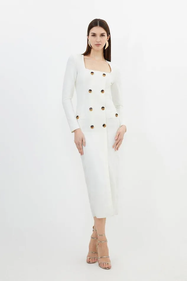 Dresses Women Karen Millen Bandage Form Fitting Double Breasted Midaxi Dress Cream Dresses Women Karen Millen Bandage Form Fitting Double Breasted Midaxi Dress Cream