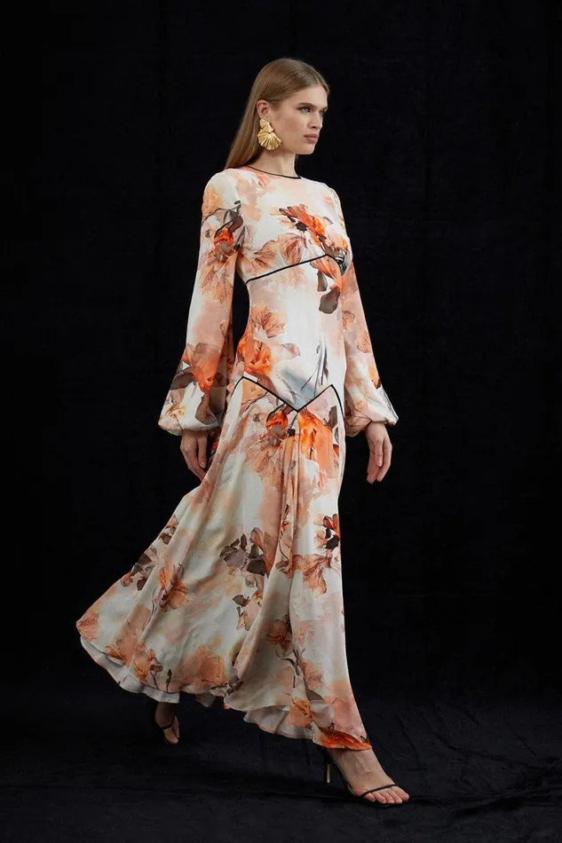 Dresses Women Karen Millen Blurred Floral Woven Column Maxi Dress Floral