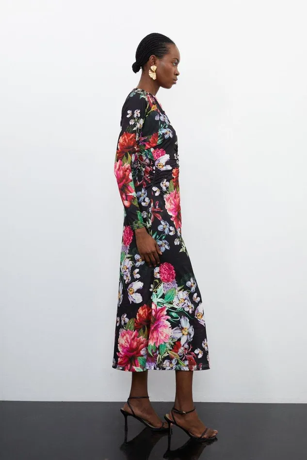 Dresses Women Karen Millen Botanic Floral Jersey Crepe Batwing Maxi Dress Floral